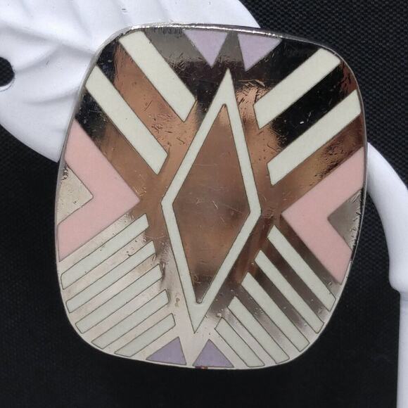 Vintage Laurel Burch "Quintessence" Geometric Earrings, Rhodium Plated, 1 1/8" - Picture 2 of 10